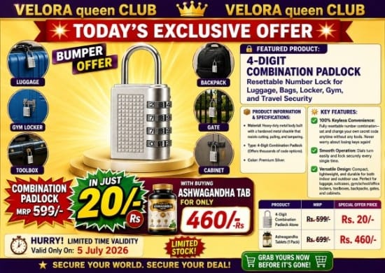 Ashwagandha Tab with 4 digit Combination Padlock 